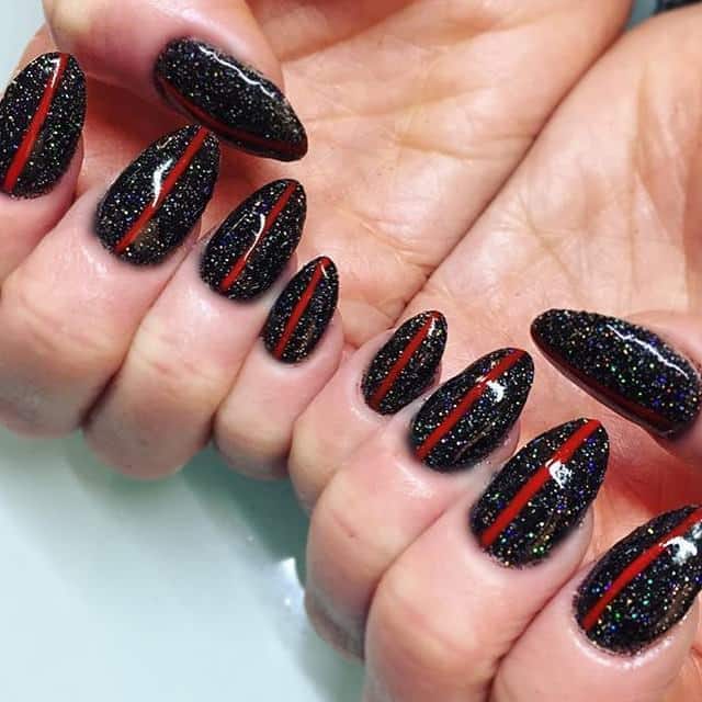  Black & Red Nail Acrylic Nail