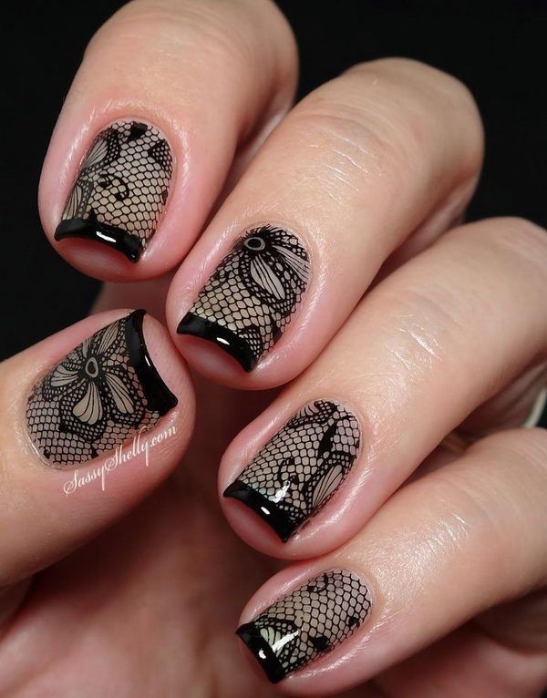  Vintage Black nail design