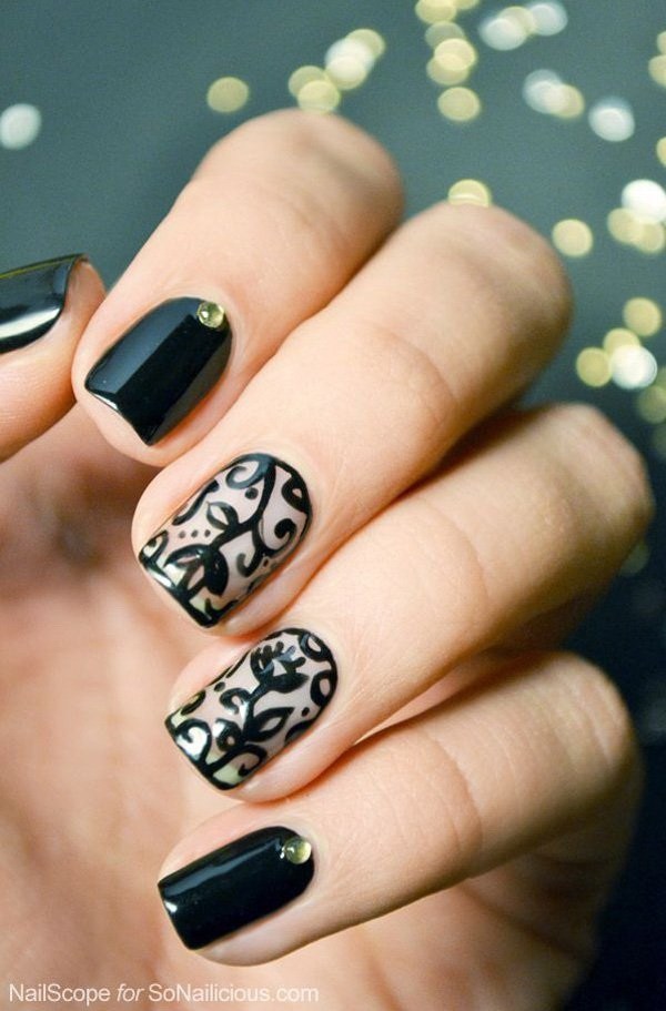 Black Nail Designs 26