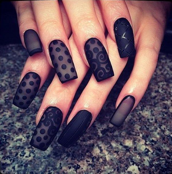  Chiffon Black Nail Designs 