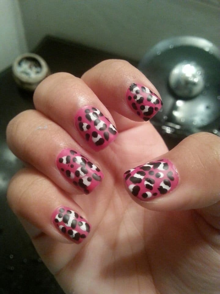 Pink, Black, & White Short Nail Designs 