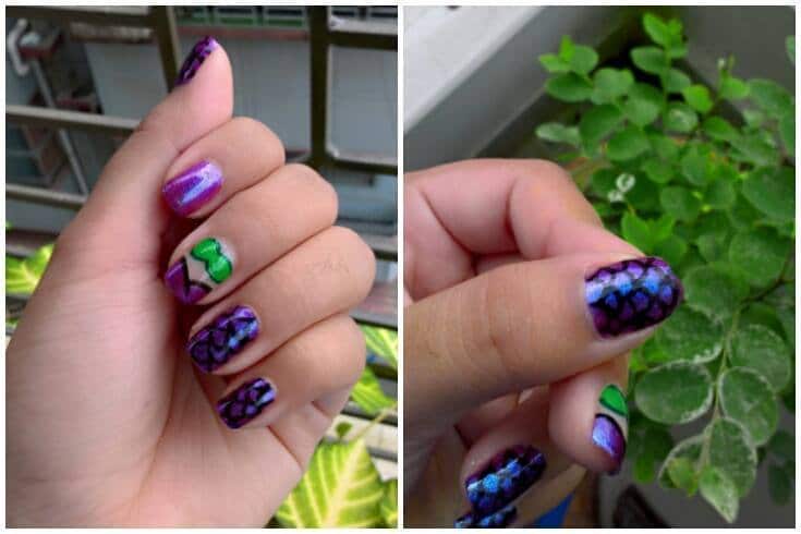 Mermaid Theme Short Nail art