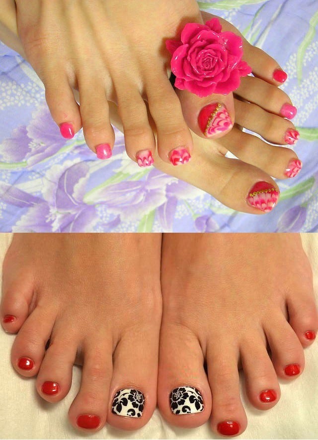 red Toe Nail Designs