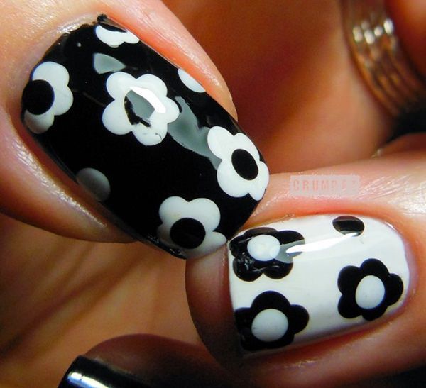 Cute black and white nail designs 