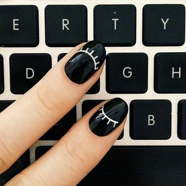 white and black nail for women