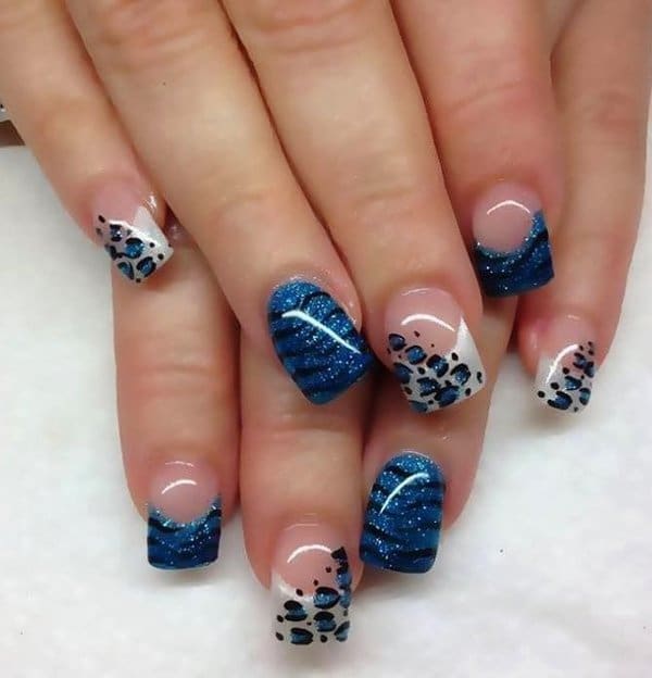 Animal Print blue nails designs