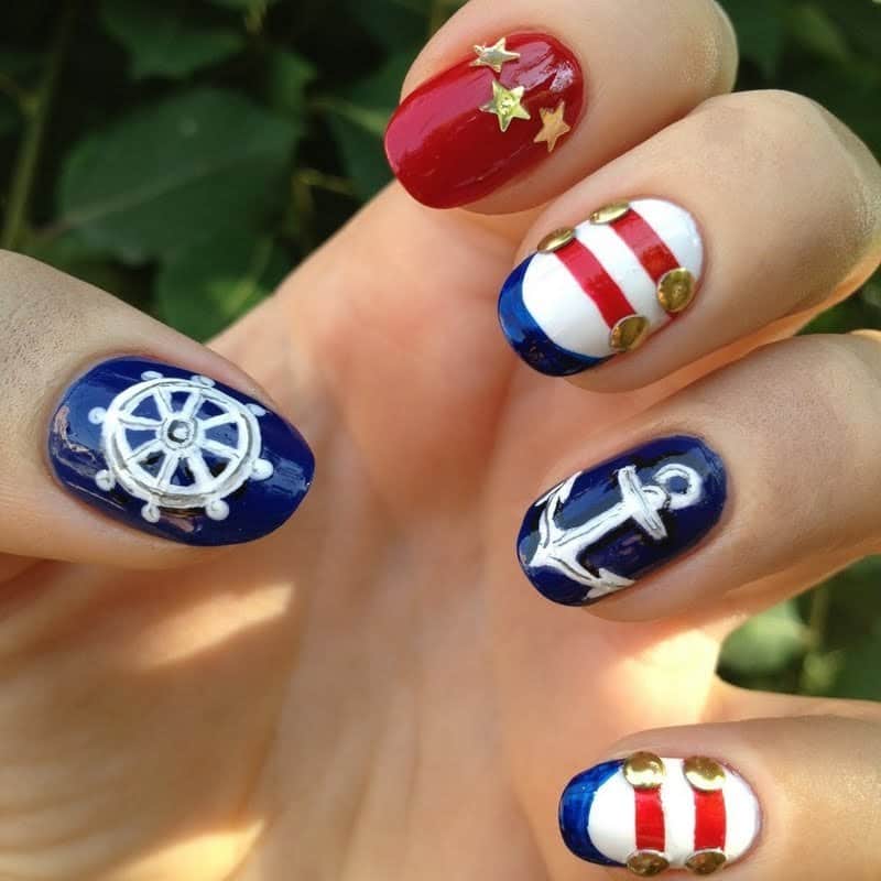 navy blue nail designs