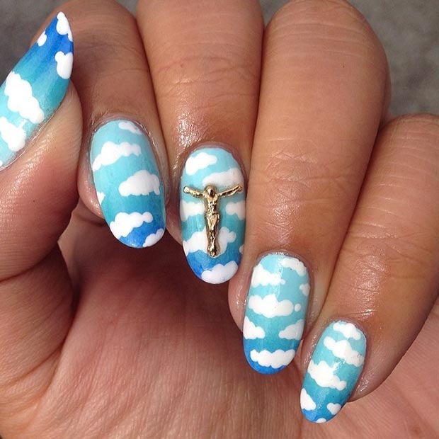 blue color nail ideas for women