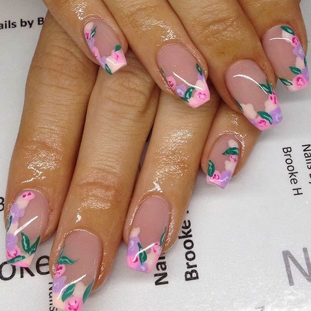 spring flower nail design