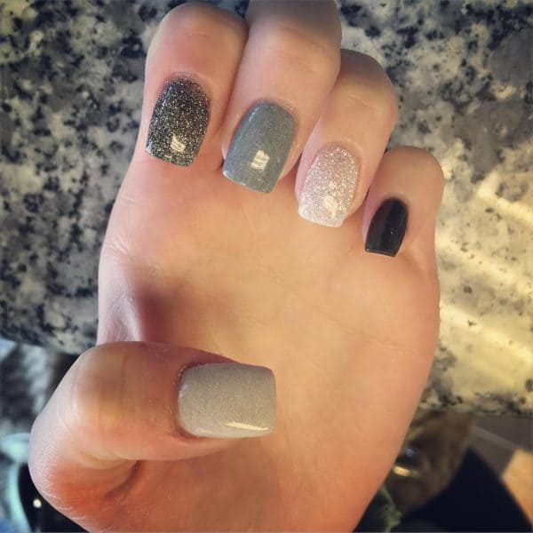 Glitter grey nail designs for women 