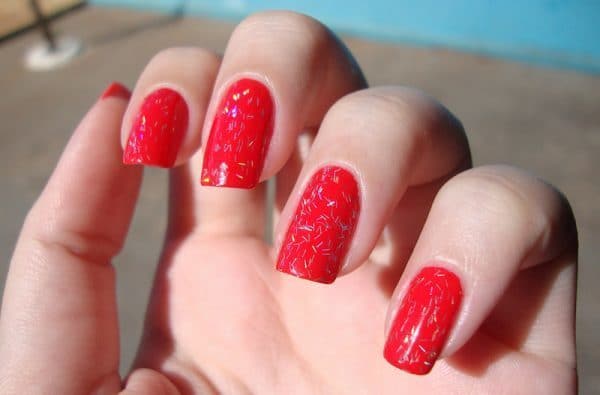 Candy Red Glitter nail color for girl