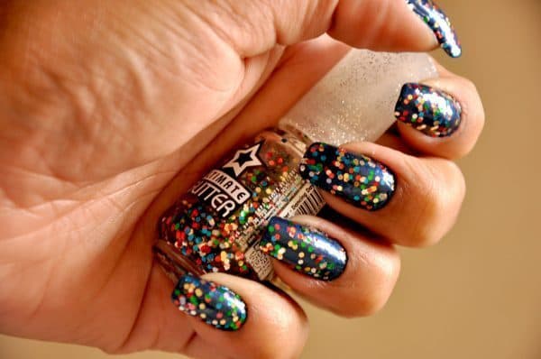 Disco Party Glitter nail idea 