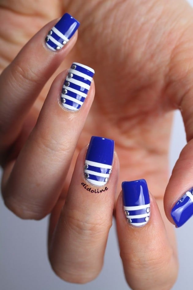 Light Blue, Navy blue & Royal blue nail designs for women 