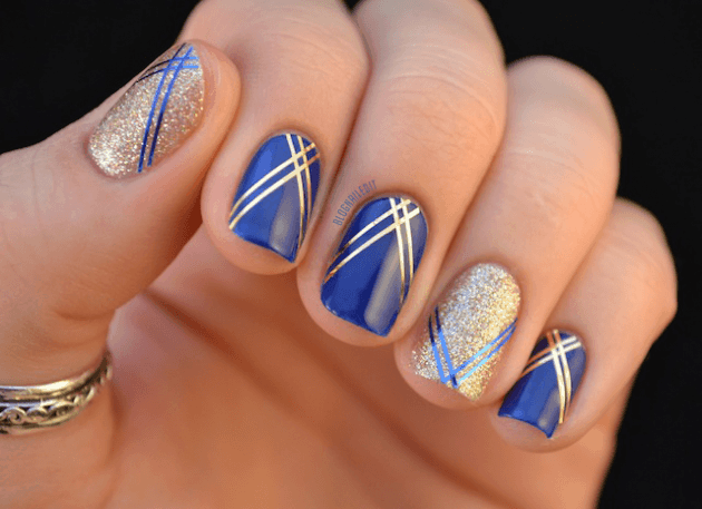 black and light blue nail designs