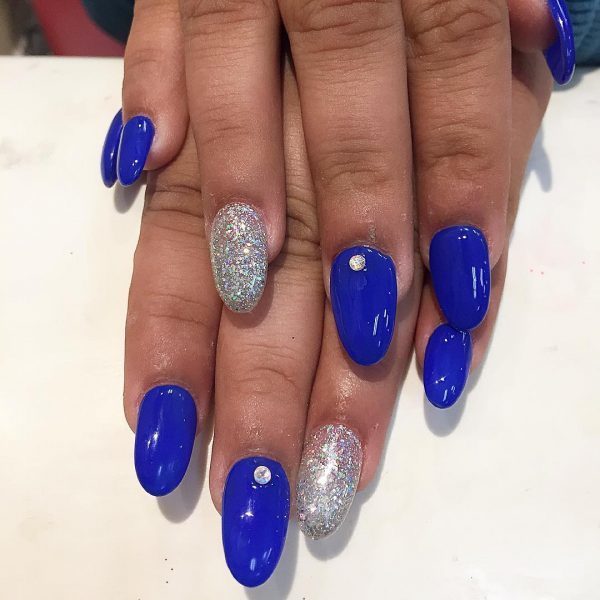  Silver Glitter Royal blue nail designs ideas