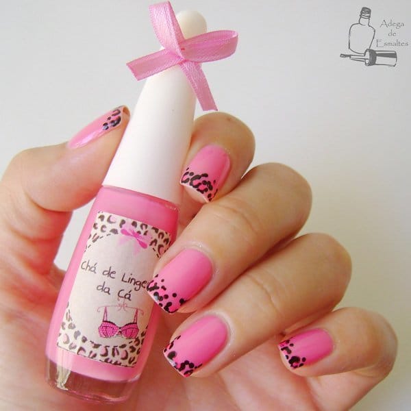 Pink With Leopard nail