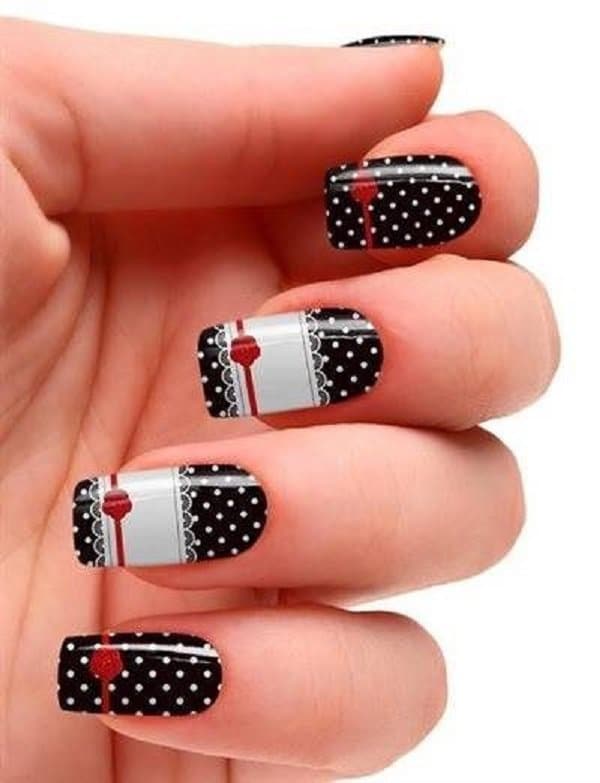 The Maid Uniform Minnie mouse nail art 