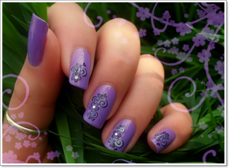 2. Floral Purple Nail Design - wide 5