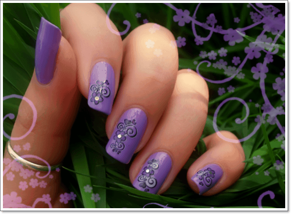 Iris Base & Floral Stickers purple nail designs