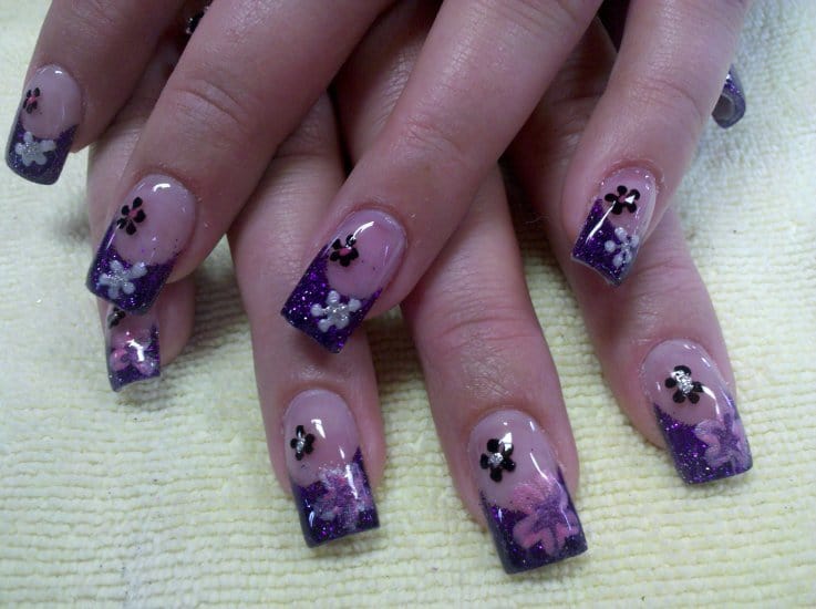 9. Delicate Purple and Silver Wedding Nails - wide 8