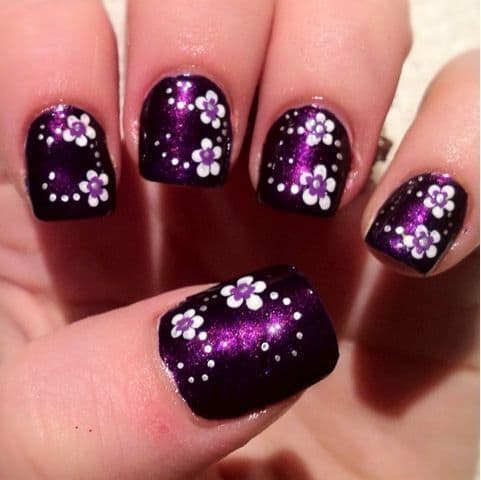 Purple Nail Designs with Flowery Path