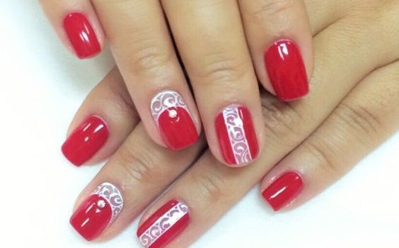 White Linings Red Nail Designs 