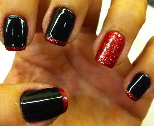 Red and Black nail designs 16