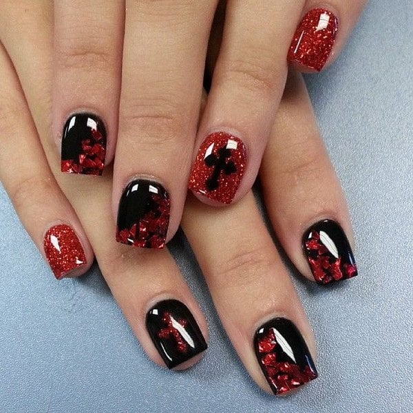 Red and Black nail designs 19