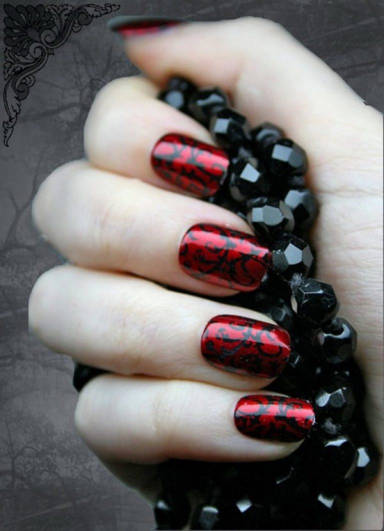 dark red and black nail ideas