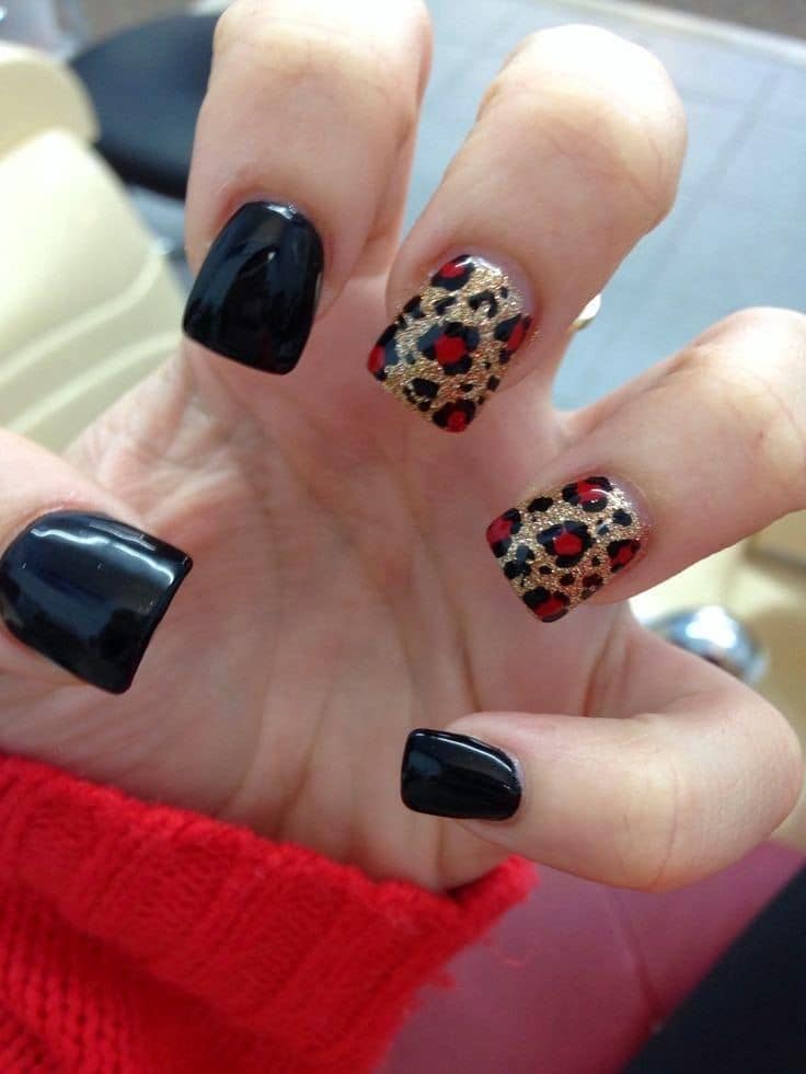 Red and Black nail designs 22