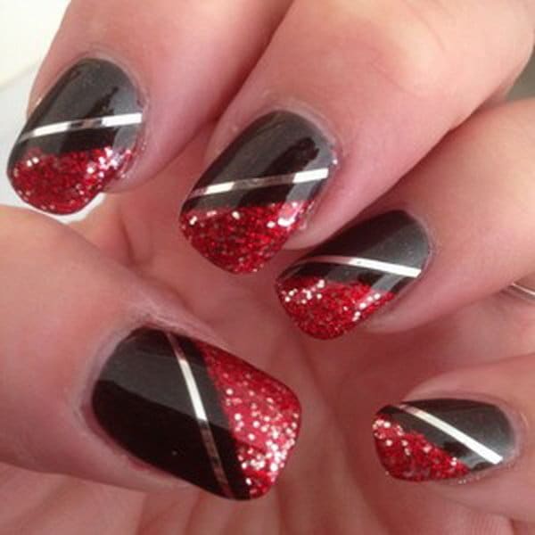 Red and Black nail designs 5