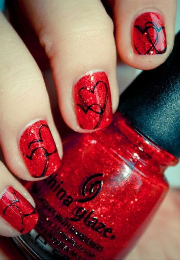 Red and Black nail designs 7