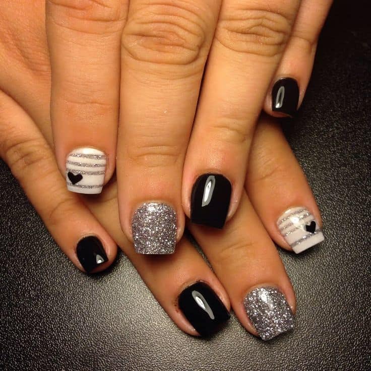 25 Elegant Black & Silver Nail Designs in 2021 – NailDesignCode