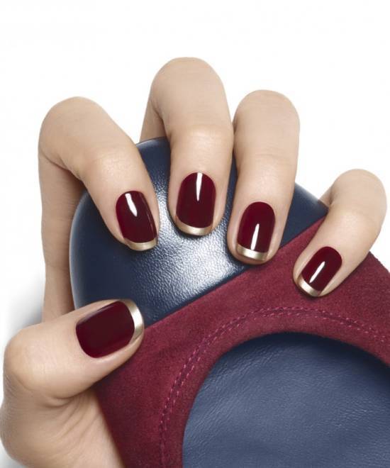 golden tip burgundy nail designs