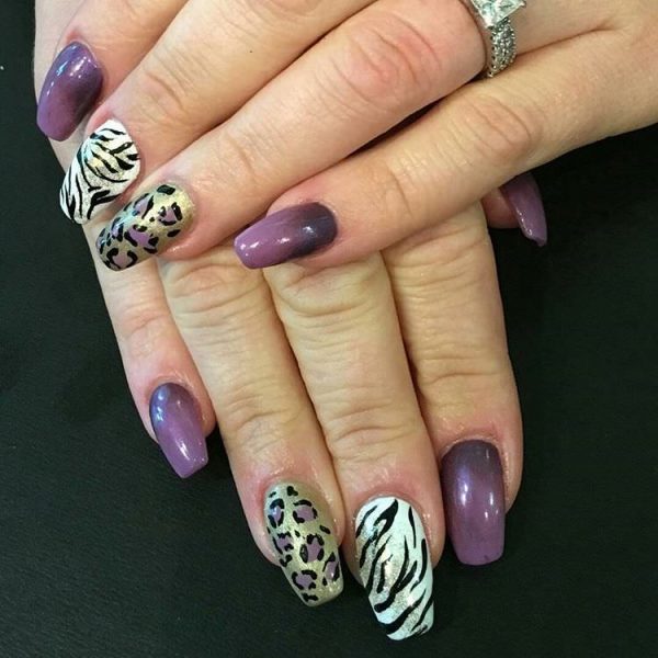 feather & zebra nail designs