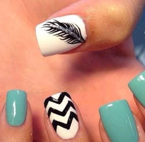 feather & zebra nail designs 14