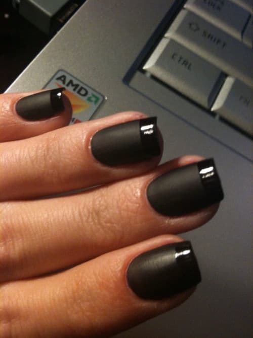 Black french tip nail designs 