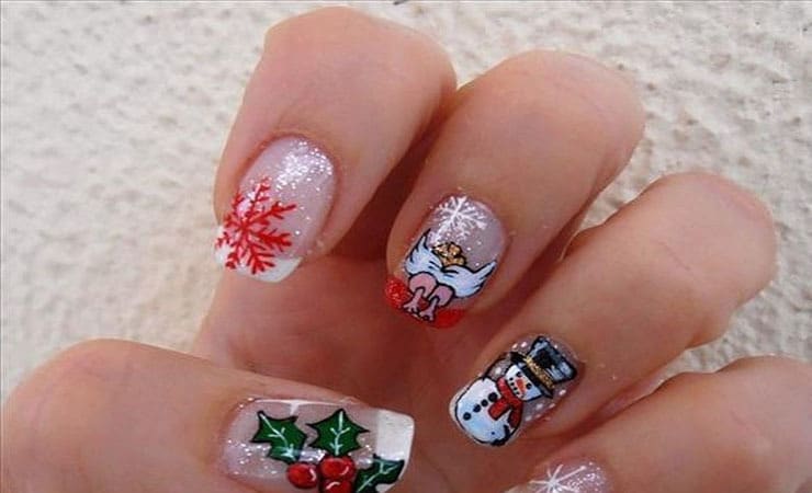  Santa Cluase design french tip nail 