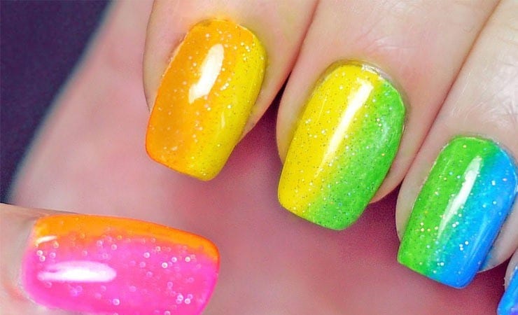 Colorful Glitter french tip nail for women