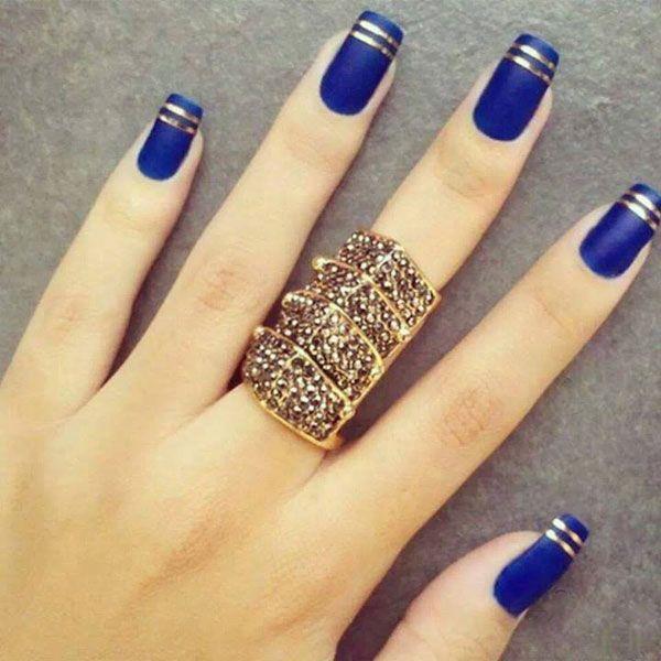 Matte Navy french nail designs 