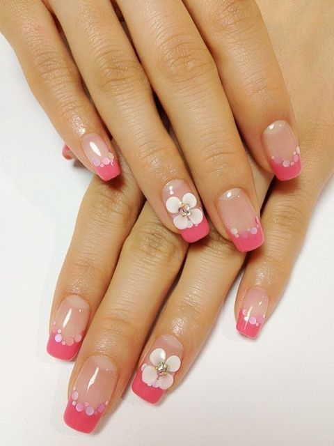 french nail with flower