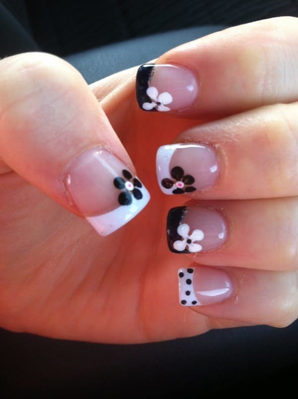 Black And White french tip acrylic nails