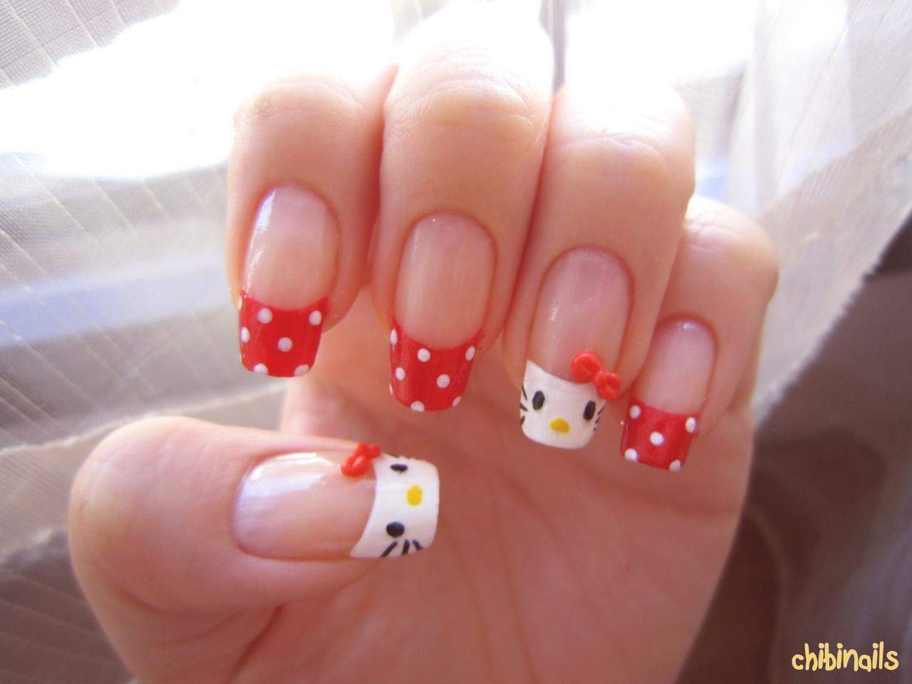 Cute Hello Kitty Nail Designs for girl
