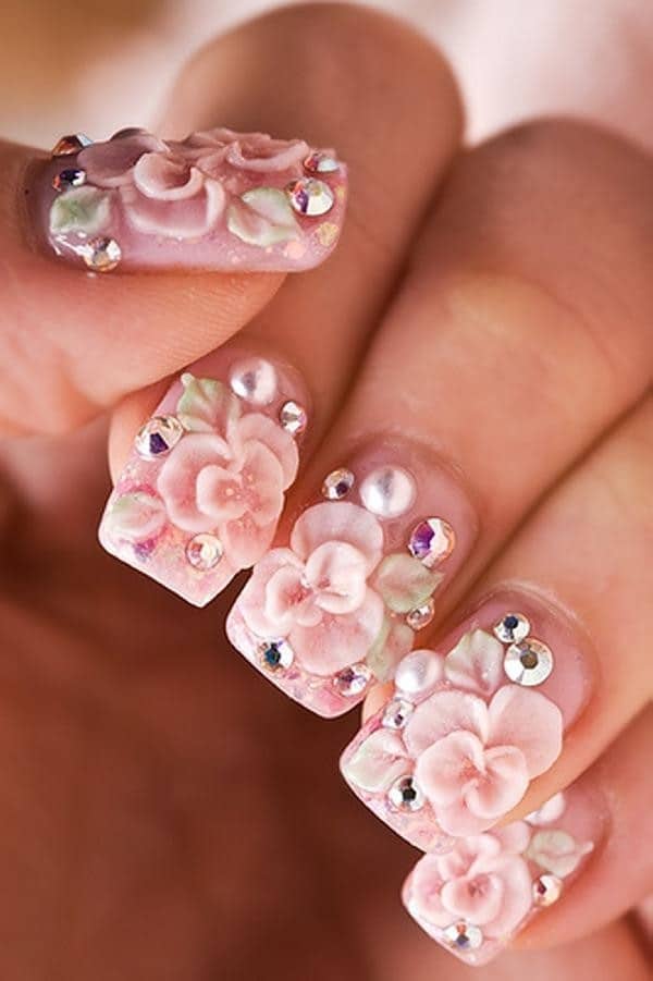 Floral Pink nail