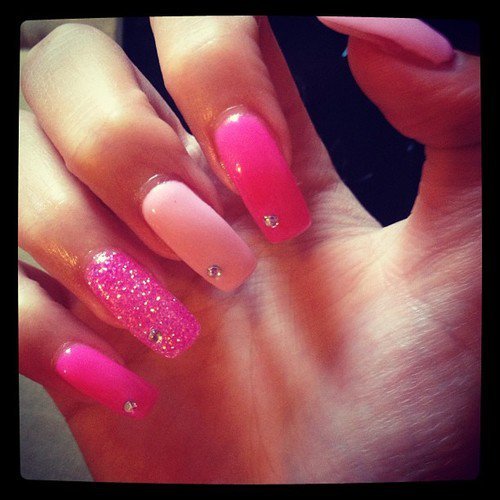 Five Shades with hot pink nail designs