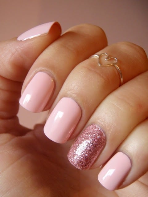 hot pink nail designs with Crystal Art