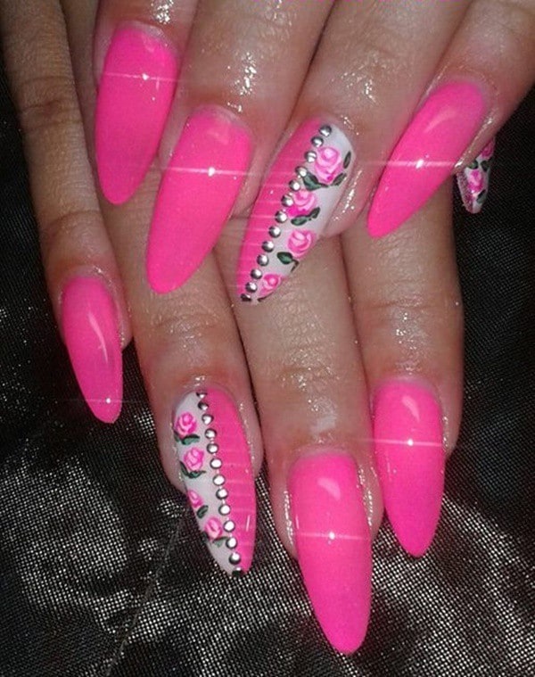 hot pink nail designs 37