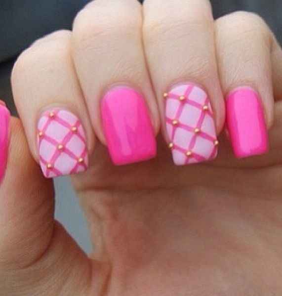 black and hot pink nail designs