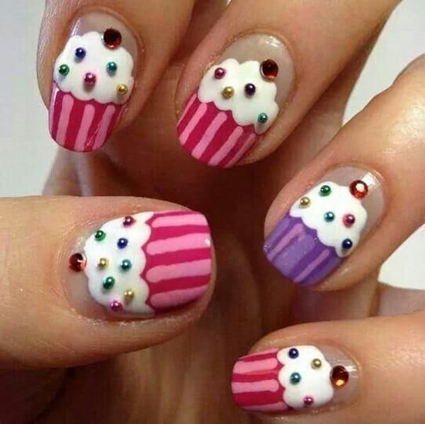 Yummy Cupcakes nail for little girl 