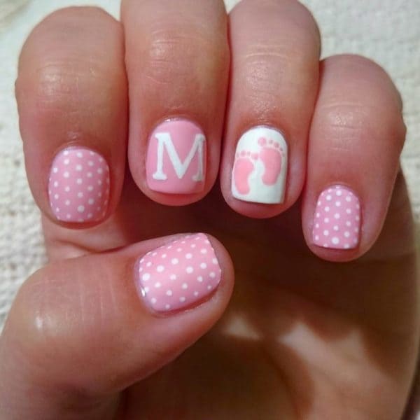 pink color little girl nail art